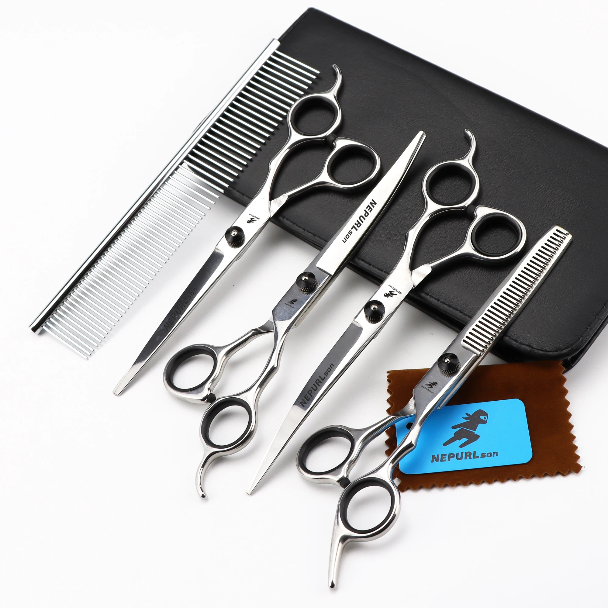 Pet Grooming  Scissors Stainless Steel Cats and Dogs Hair Seam Scissors Up and Down Curved Scissors Sharp Haircut Pet Tool Set