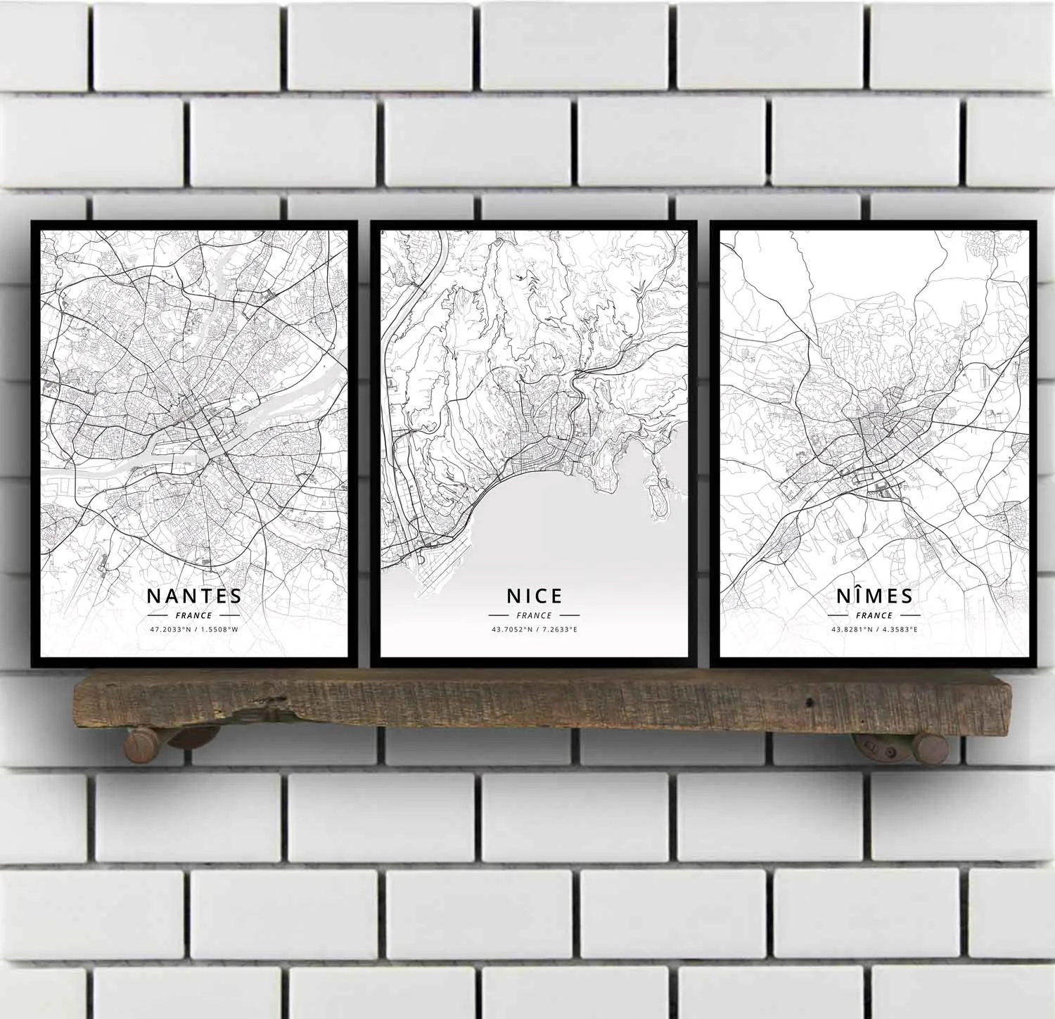 Nantes Nice Nimes Orleans Perpignan Reims Rennes Rouen Saint-Etienne Strasbourg Toulon Toulouse Tours فرنسا خريطة ملصق