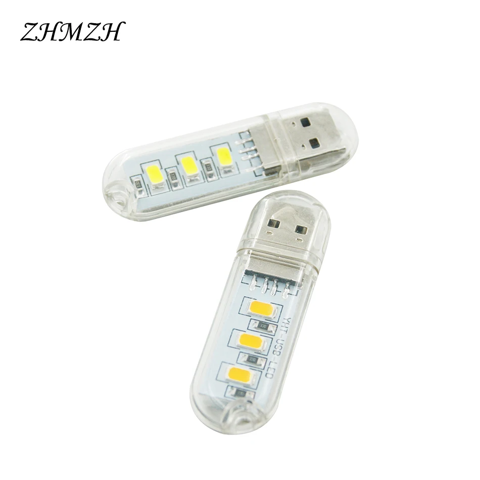 3LEDs 1.5W Reading Lamps USB Night Lights Mini Book Light Portable U Disk LED Lamp Power Bank Powered 12 colors