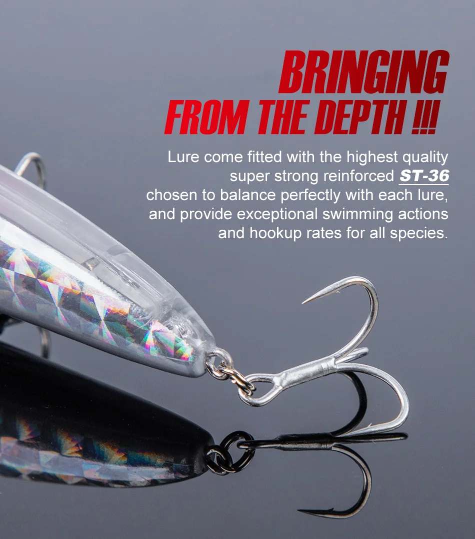 NOEBY Minnow-Angelköder, 110 mm, 19 g, langer Wurf, schwimmende Jerkbait-Wobbler, künstlicher harter Köder, Bass, Hecht, Shore-Angelköder – Detail 10