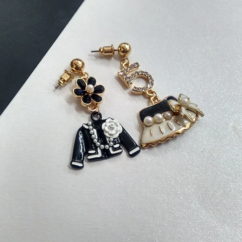 korean brand style earring jewelry clothes cap flower crystal letter 5 drop earring for women big long tassel earring