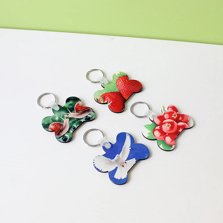 

sublimation blank key chains double heart mdf keychain hot transfer printing diy customized key ring consumables 20pcs/lot