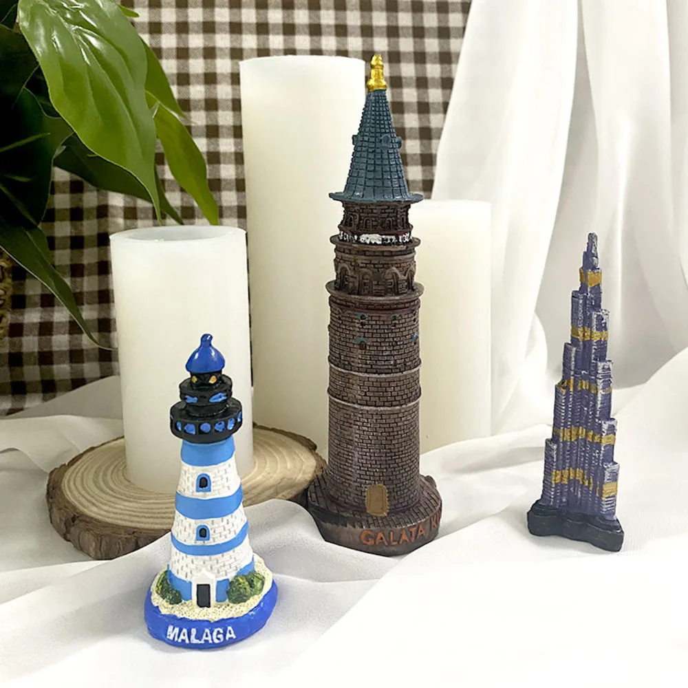 3D Tower Silicone Candle Mold Galata Tower Shape DIY Ornaments Decoration Mould Handmade Making Plaster Resin Crafts Molds