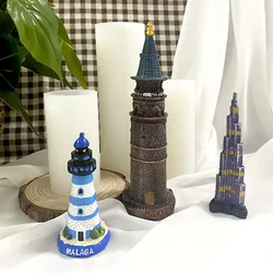 3D Sightseeing Tower Lighthouse Silicone Mold DIY Candle Plaster Resin Handmade Making Mould Building Decoration Ornament