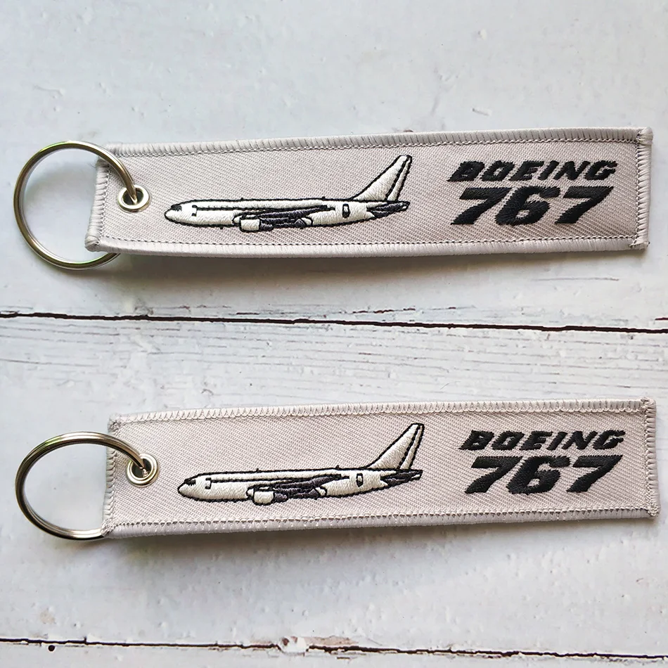 1 Set Grey Boeing 767 Plane Bracelet Phone Strap Embroidery Keys ID Card Gym Straps USB Badge Holder for Aviator Christmas Gift