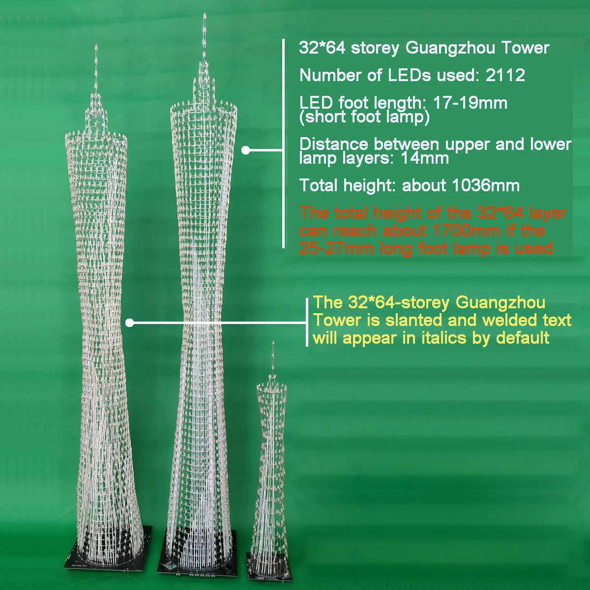 64-Story GuangZhou Tower DIY Kit LED Thin Waist Light Cube Electronic Production Parts STM32 Single-Chip Microcomputer