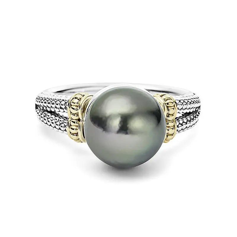 Osuccessive XZJ-Bague en argent regardé 925 avec perle grise pour femme, mode européenne, cadeau de mariage vintage pour fille, fête d'anniversaire, chaud, vente en gros, RR843