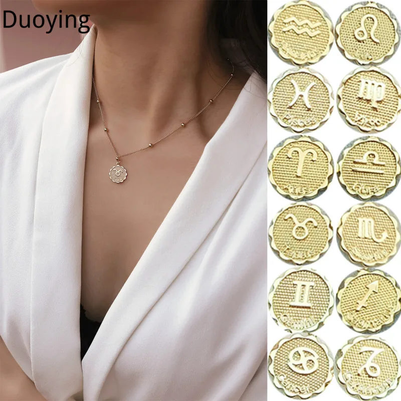 

DUOYING Fashion Women 12 Constellation Necklaces Personalise Pendants Coins Necklaces Virgo Chains Necklace For Christmas Gift