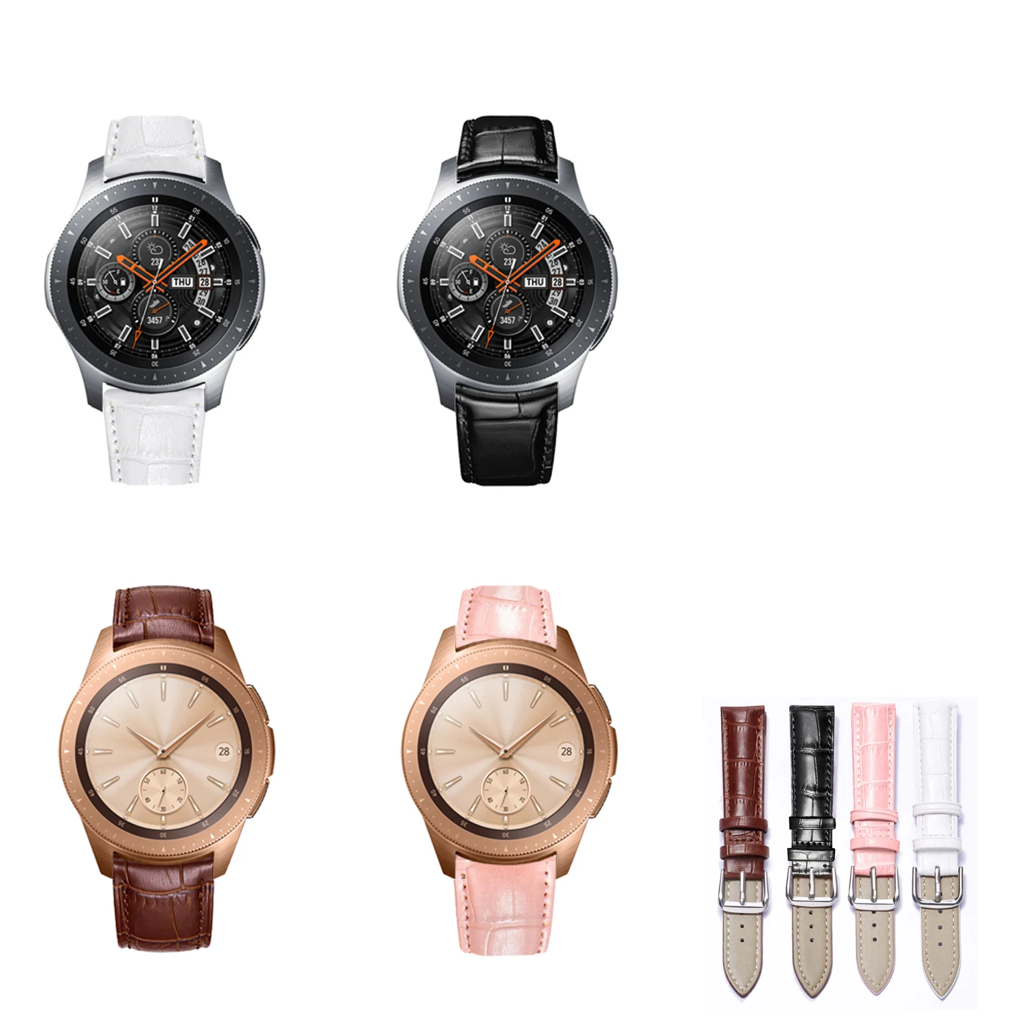 หนังสายนาฬิกาสำหรับ Samsung Galaxy Watch3 41มม.45มม.Active 2สายรัดข้อมือสำหรับนาฬิกา42มม.46มม.Active3 41มม.S3 S4สายคล้อง