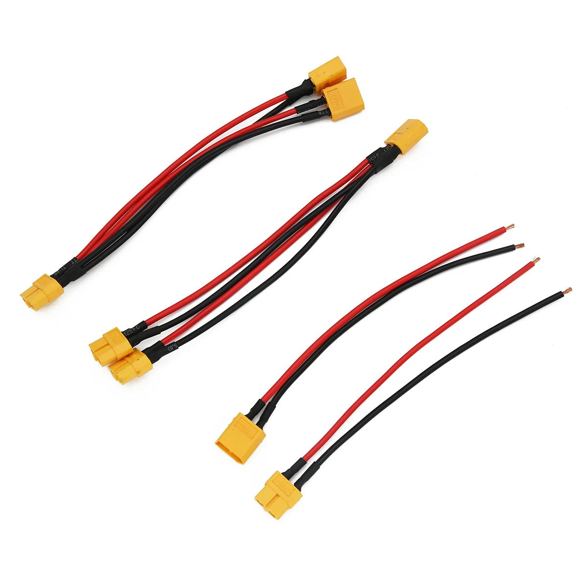 XT60 Parallel Battery Connector Male/Female Cable Dual Extension Y Splitter/ 3-Way 14AWG Silicone Wire for RC Battery Motor