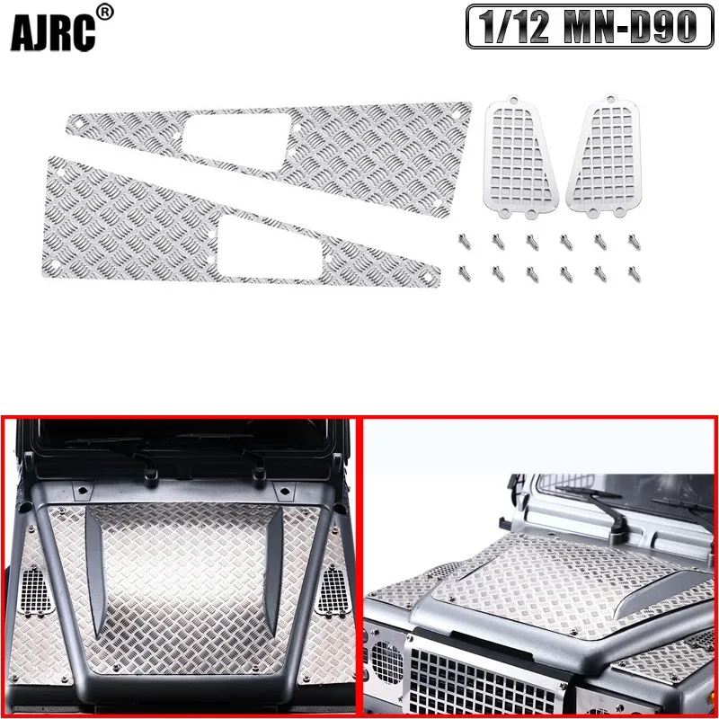 AJRC 1/12 MN-D90 Defender modified parts car Metal hood skid plate, hood air inlet Toy car parts