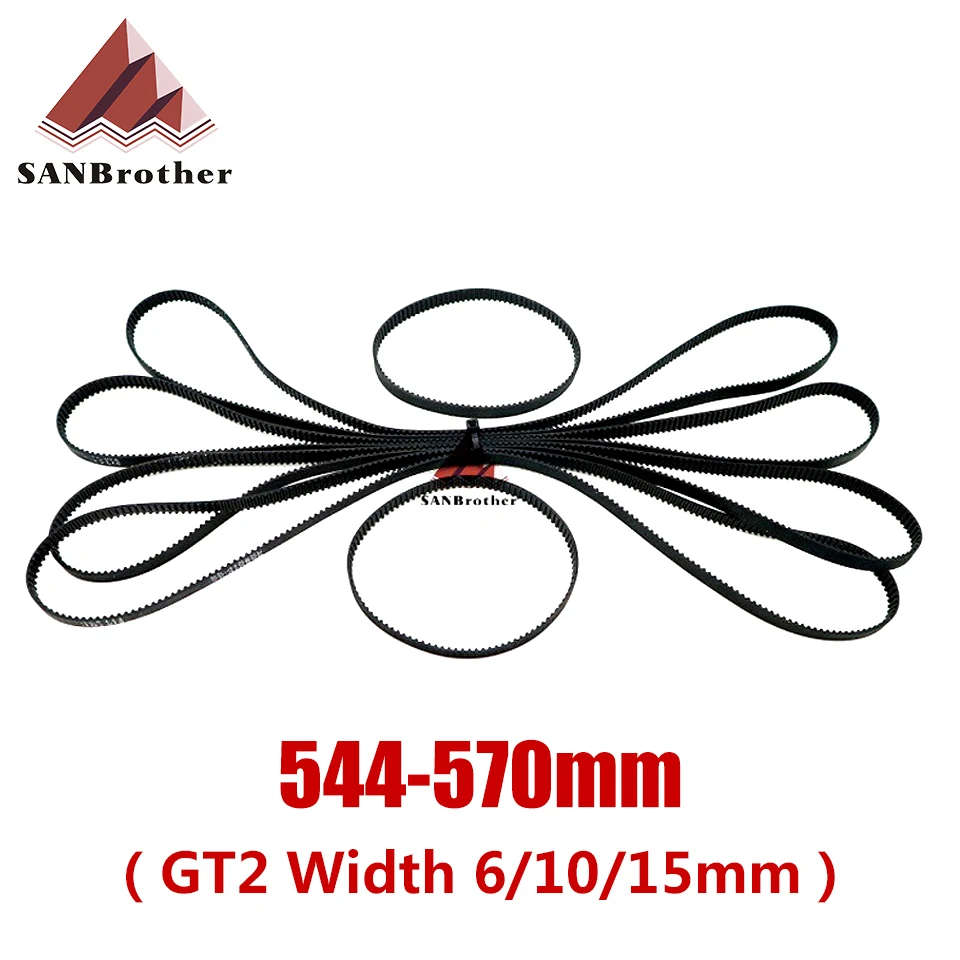 3D Printer Parts GT2 Closed Loop Timing Belt Rubber 2GT 6mm544 546 548 550 552 554 556 558 560 562 564 566 568 570mm Synchronous