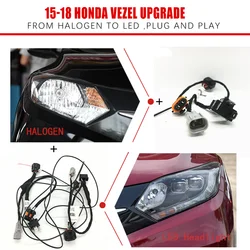 Car Headlight Modification Upgrade Transfer Wire Harness Headlamp Modify For Honda 15-18 VEZEL From Halogen To LED Play And Plug