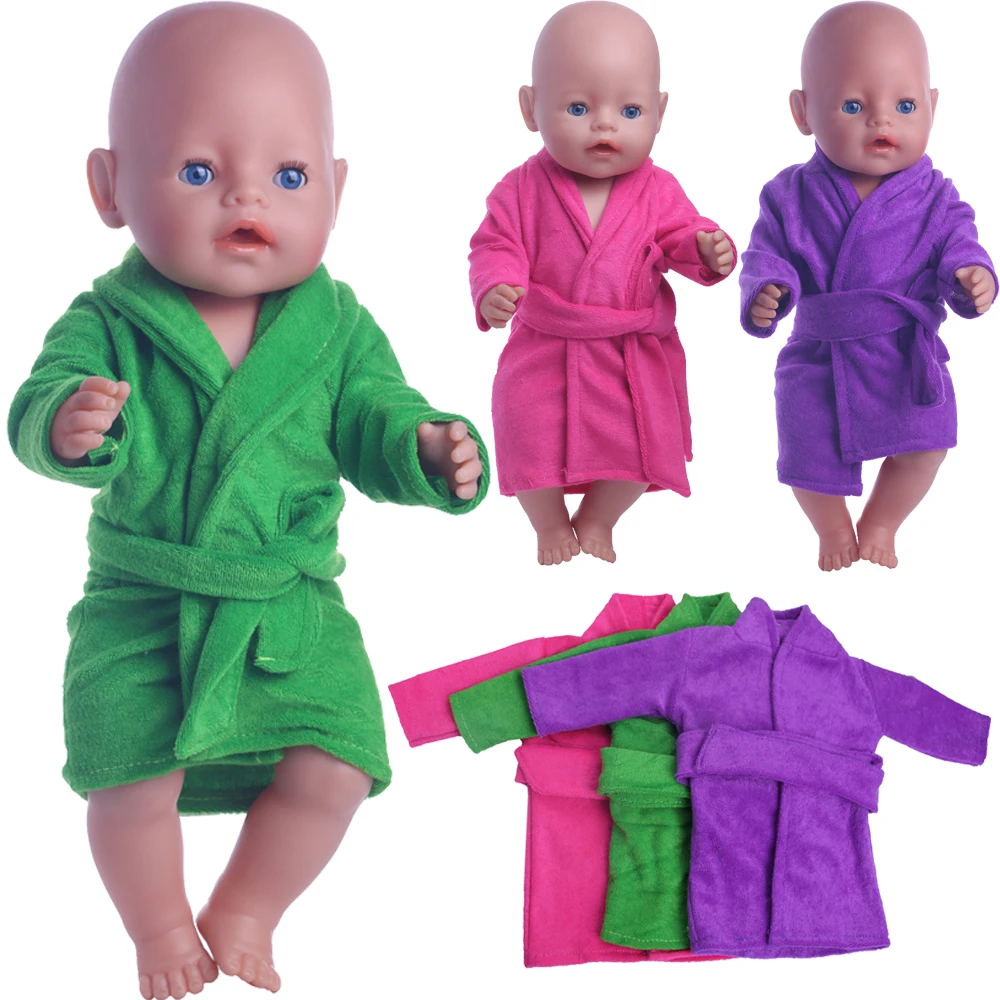 Bathrobe Set For 18 Inch American Doll Girl Toys & 43 Cm Born Baby Clothes & Our Generation & Nenuco