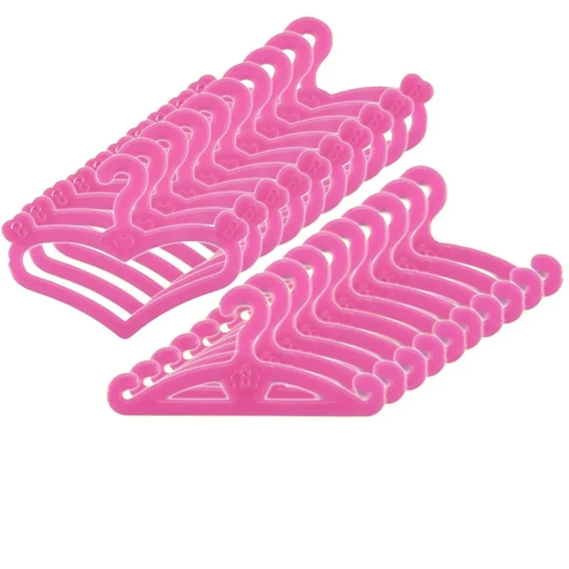 20pcs Pink Dollhouse Furniture Hangers Doll Accessories Bowknots Heart Shaped For Clothes Accessories