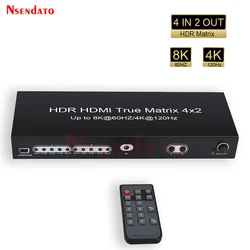 8K 60Hz HDR HDMI True Matrix 4x2 4K 120Hz 4 in 2 out HDMI profesional Splitter Switcher Switch Box for PS4 HDTV Computer Monitor