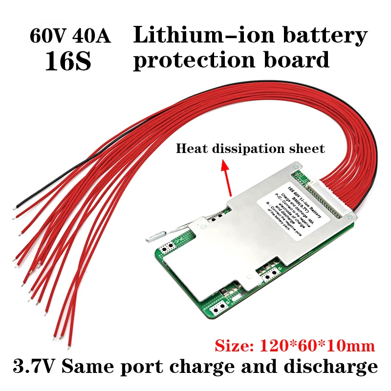 16S 60V 40A bateria litowo-polimerowa BMS 3.7V ten sam port PCM 60V 20Ah 30Ah 40Ah 60Ah akumulator litowo-jonowy bilans płyta ochronna