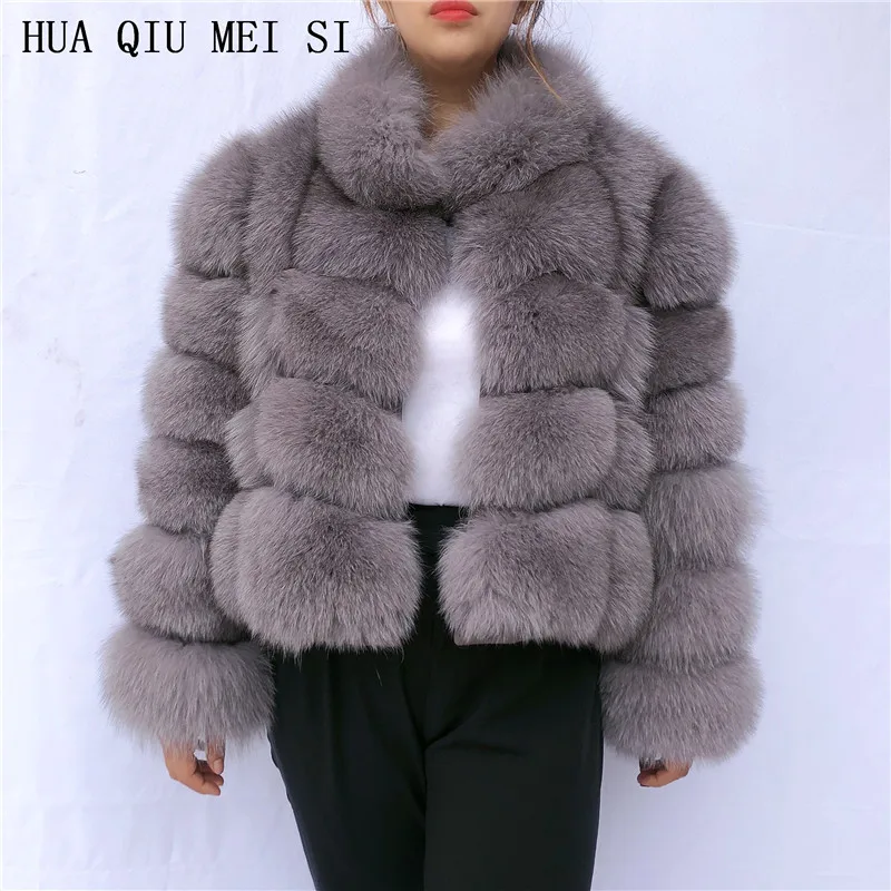 Ladies winter and autumn coat fur coat fox fur coat short stand collar natural fur fur jackets natural fur coats Real fur coat