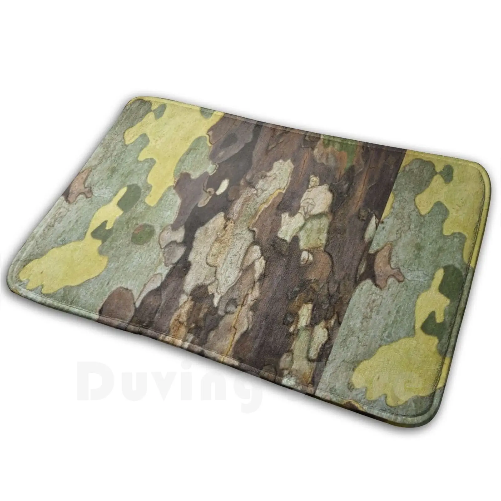 Barking Carpet Mat Rug Cushion Soft Non-Slip Bark Barking Nature Tree Case Cover Yellow Brown Green Camouflage Camo Wood