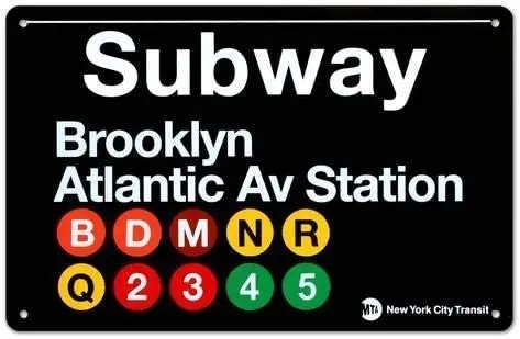 AIDANDAN Subway Brooklyn Atlantic Avenue StationOld Design Tin Signs Vintage Metal Tin Signs for Wall Art Decor s 20 X 30 cm