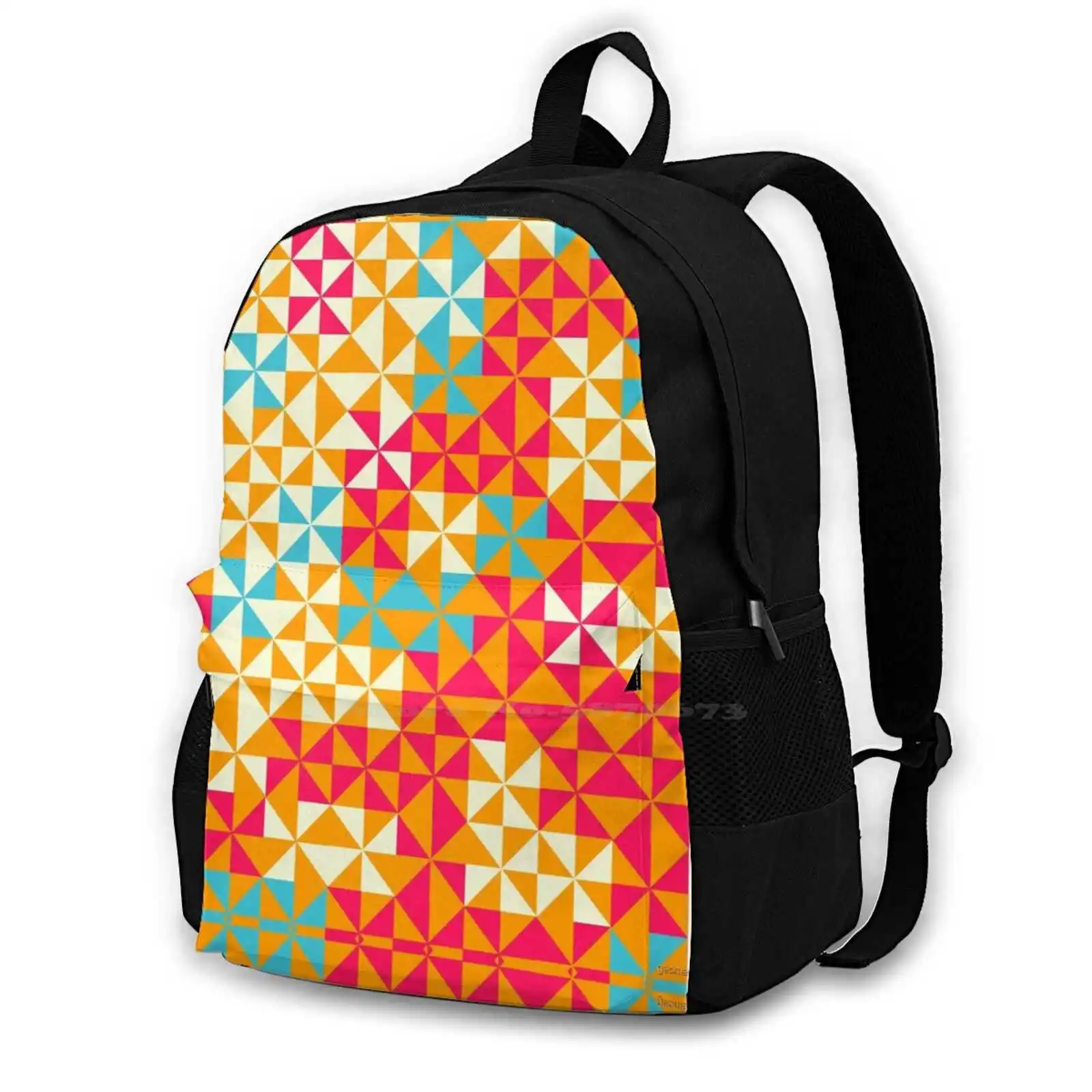 Mental Rise Backpack For Student School Laptop Travel Bag Mosaic Geometric Abstract Tile Tile Art Squares E Diamond Stripes