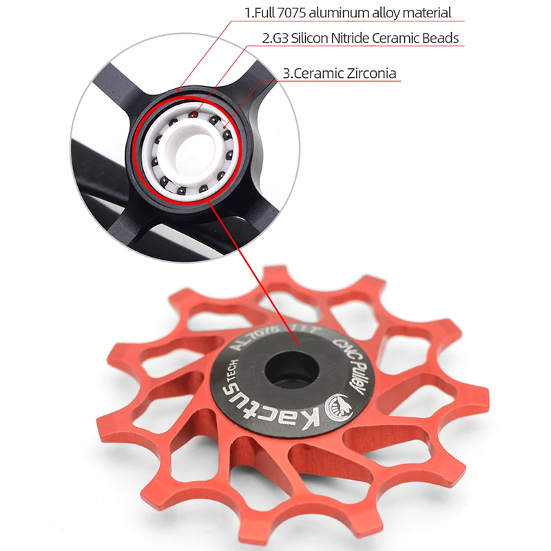 KTPL 11TS Rear Derailleurs Pulley Ceramic Bearing Buicycle11T Deep Tooth Guide Wheel Extra Light about 10g  Installation 4/5/6MM