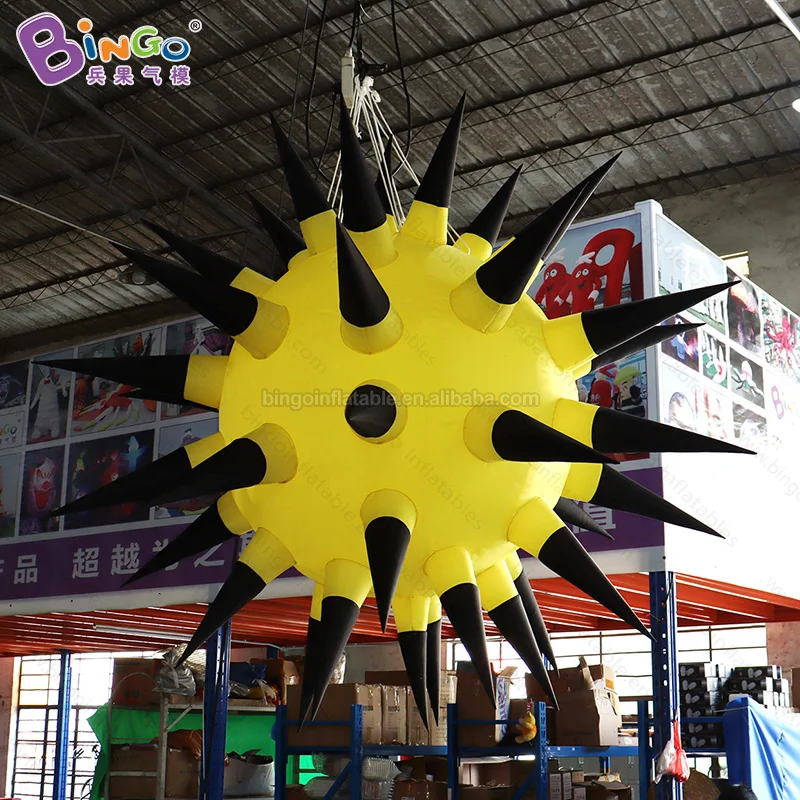 Promotion Price 2 PCS Inflatable Star Lighting with Thorns for Sale / Hanging Inflatable Spiky Star Balloon Toys