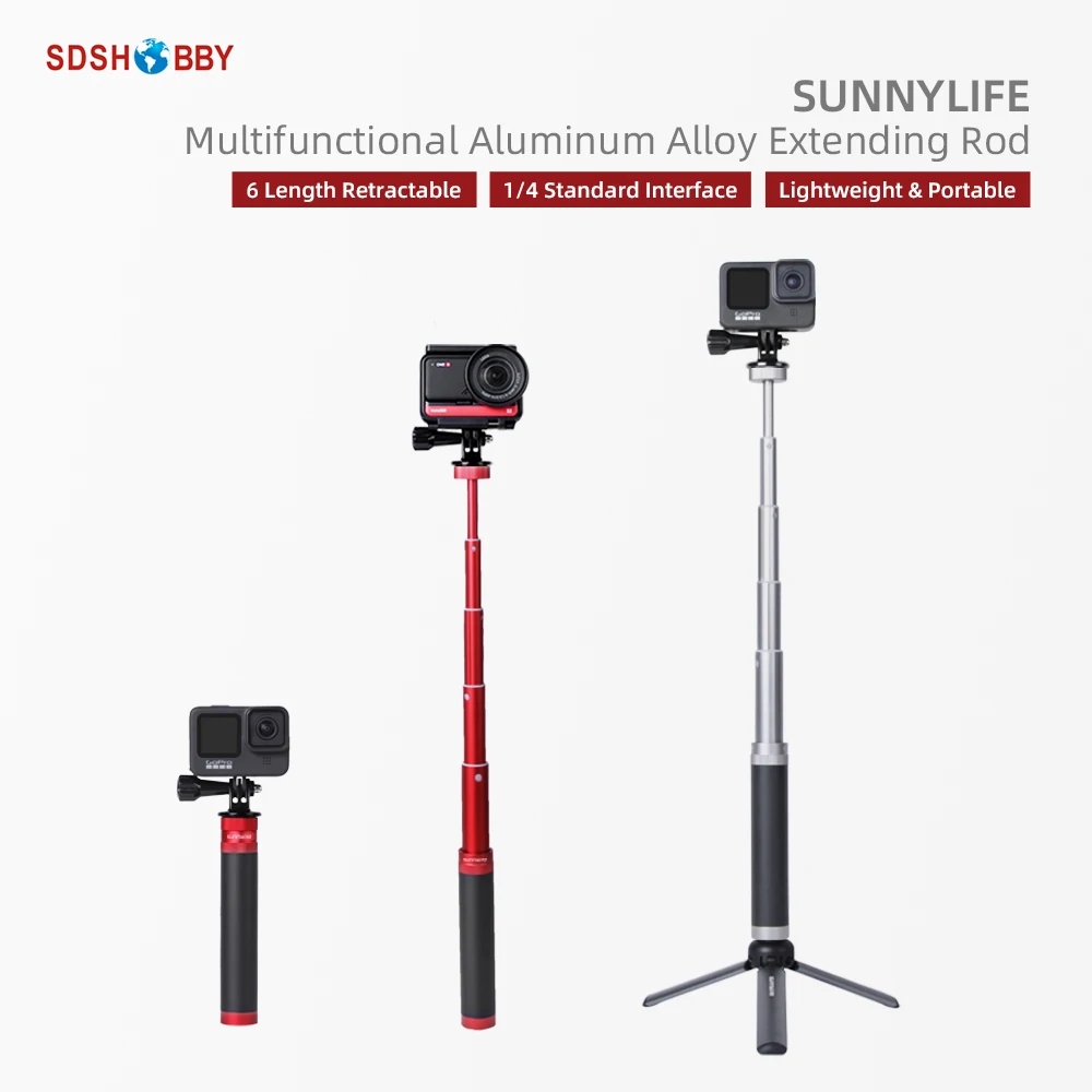 Sunnylife Aluminum Alloy Extension Rod Handheld Retractable Selfie Stick for Action 2/OM 5/GoPro 10/POCKET 2/FIMI PALM 2