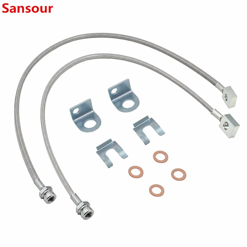 Sansour Brake Hose Kit Braided Stainless Steel Pipe Line Braided oil hose Accessories for Jeep Wrangler JK JL 2007-2020