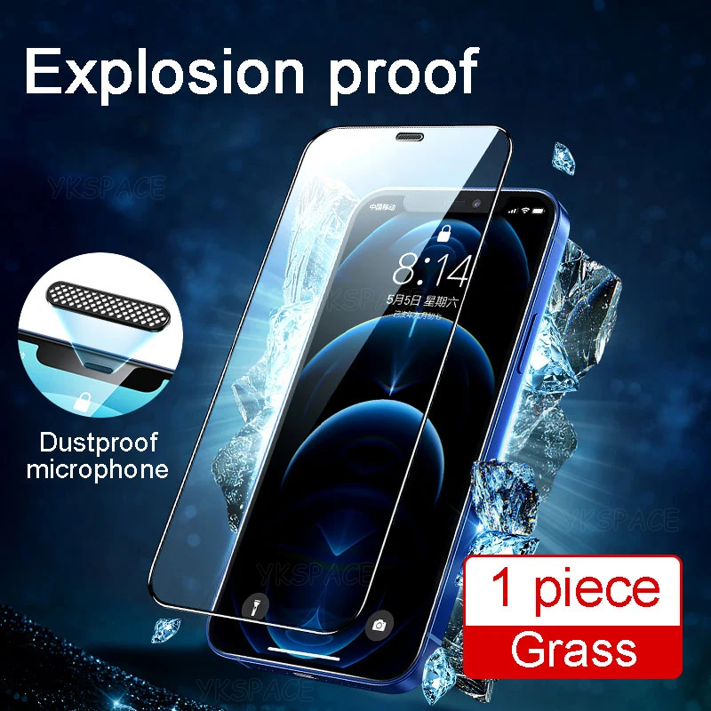 1-3Pcs Dustproof Grid 9H Tempered Glass for iPhone X XR XS 11 12 13 14 15 Pro Max Mini 7 8 Plus SE Dust Filter Screen Protector