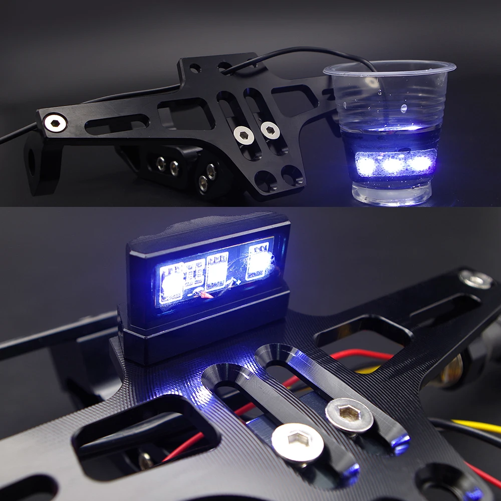 Motorcycle Rear License Plate Mount Holder Bracket With LED Light For KAWASAKI 636 Z1000Sx Vn800 Ex650 Ninja 250R Kxf 250 Z650