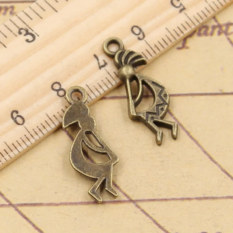 20pcs Charms Native Kokopelli 24x9mm Tibetan Bronze Silver Color Pendants Antique Jewelry Making DIY Handmade Craft