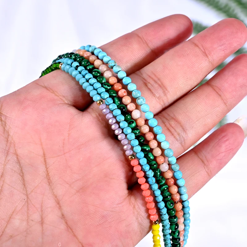 Personalize Shell Initial Letter Pendant Necklace for Women Jewelry Fashion Natural Stone Chain Customized Beaded Name Choker