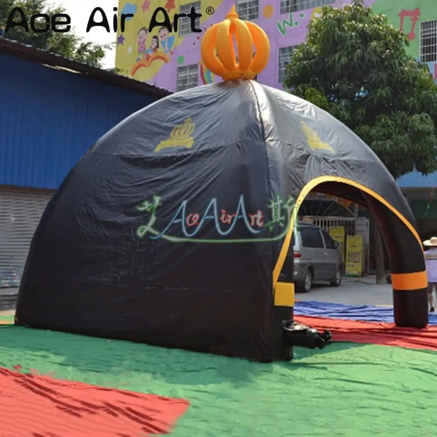 

6m Diameter Inflatable Black Dome Tent for picnic with 4 Spider Legs 2 Walls and 2 Openings