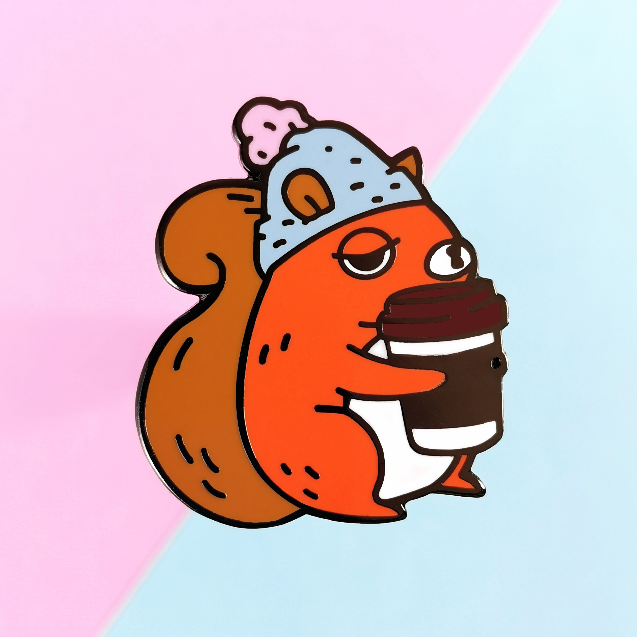 

Sleepy Squirrel Coffee Hard Enamel Pin Cute Cartoon Hibernate Sleep Animal Medal Brooch Backpack Jewelry Gift