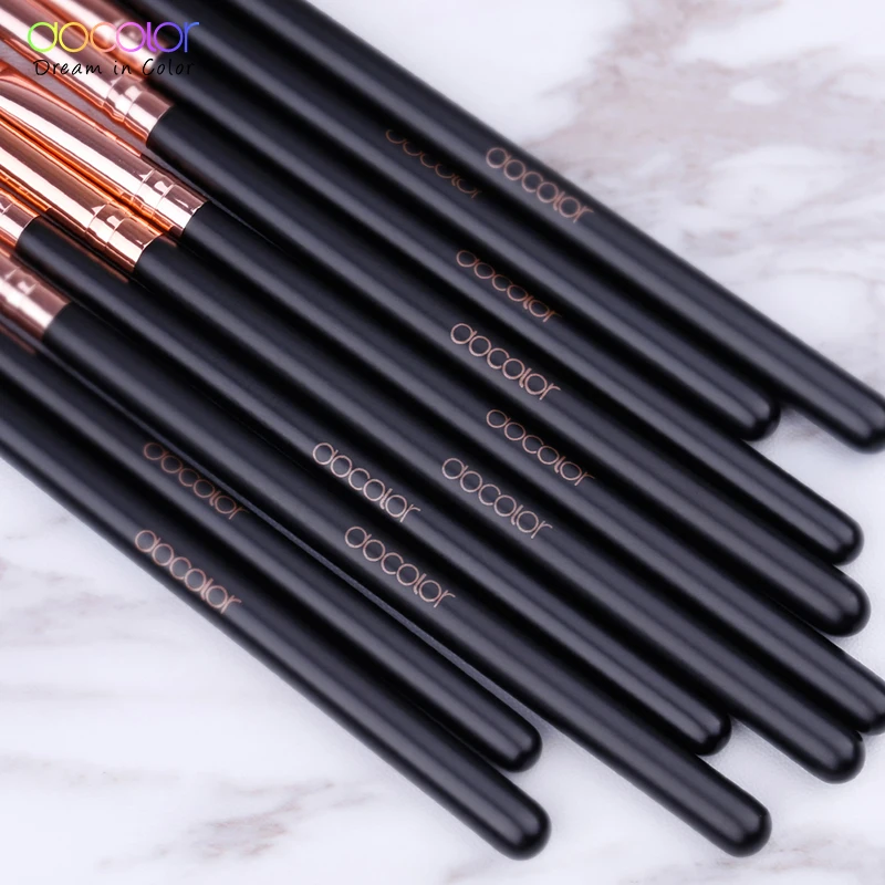 แปรงแต่งหน้า Docolor 10Pcs Professional แปรงแต่งหน้าอายแชโดว์ Eyeliner Eyebrow Brush Beauty Make Up ชุดแปรง