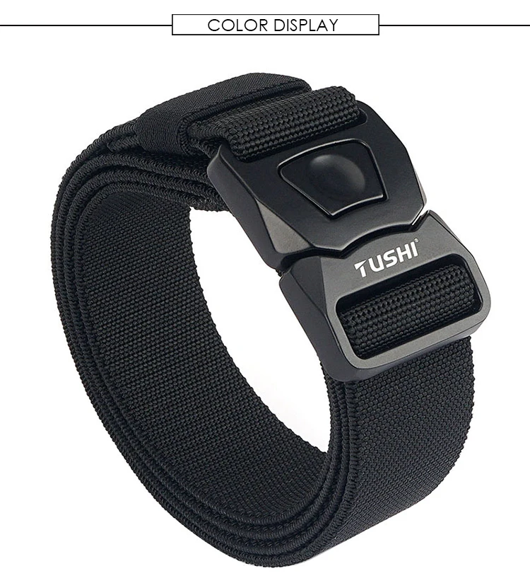 VATLTY Neue männer Elastische Gürtel Matte Schwarz Legierung Schnalle Quick Release Taktische Outdoor Gürtel Militär Armee Hüftgürtel Männlichen Bund – Detail 7