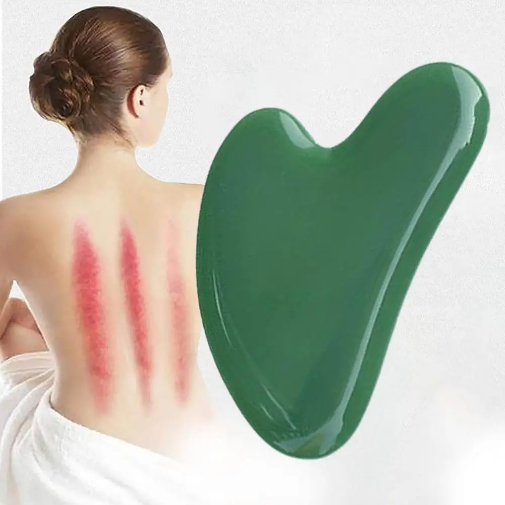 Guasha Tool Heart-Shaped Prevent Wrinkle Green Wrinkle Reducing Massage Stone Slimming Product