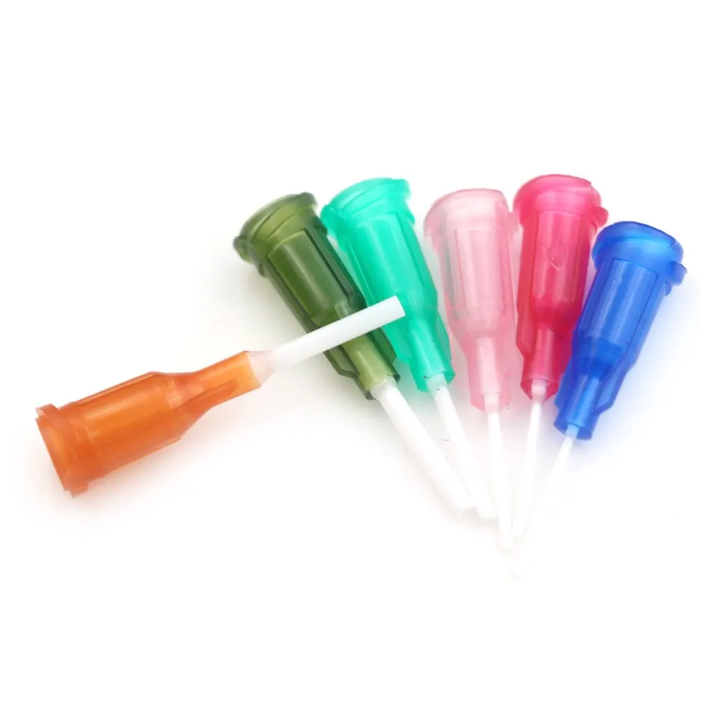 6pcs/lot Plastic DIY Mixed Syringe Needle Tips Blunt Dispensing Syringe Flexible Tip 14-25Ga For Glue Dispenser