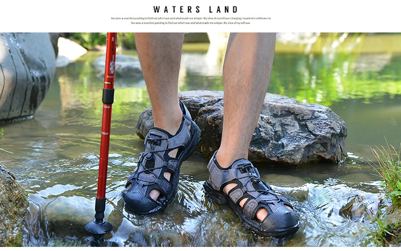 Lässige Herren-Outdoor-Sandalen, Sommer, atmungsaktiv, flache Sohle, Strandschuhe, bequem, weich, zum Gehen, Wandern, sportliche Herrenschuhe 2020 – Detail 16