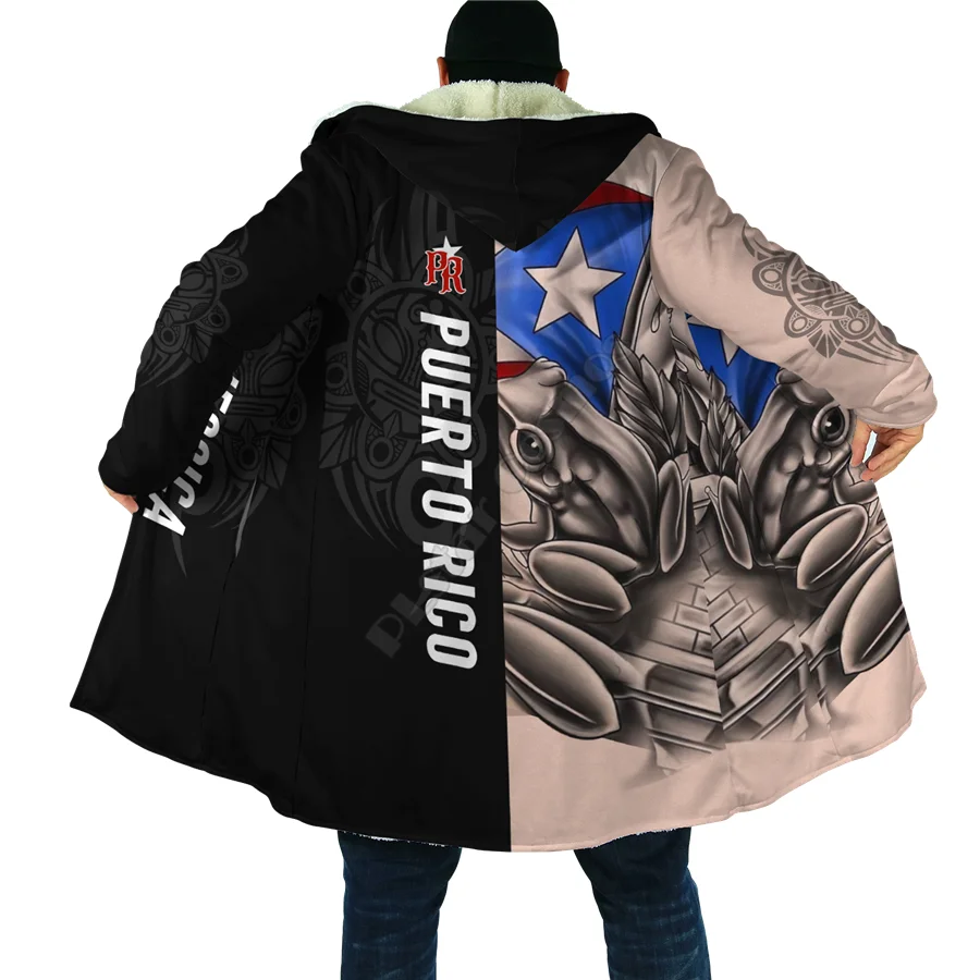 Irish Tattoo Cloak 3D All Over Printed Hoodie Cloak for Men Women Winter Fleece Wind Breaker Warm Hood Cloak