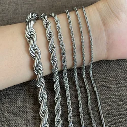 Rope Chains Stainless Steel Necklaces for Women  Men  High Quality 2MM-8MM Hip Hop Jewelry