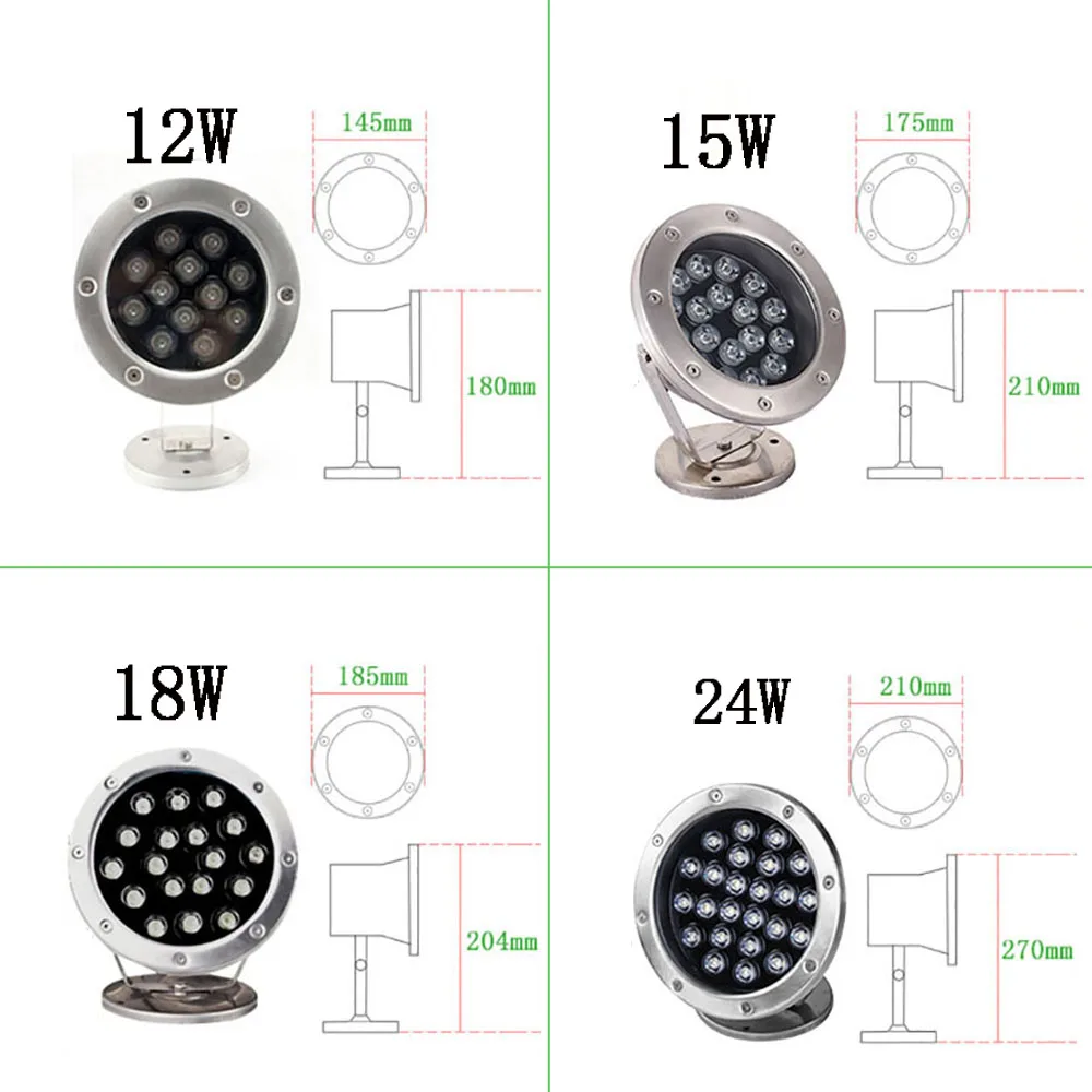 Led Underwater 3W 9W 15W 18W 24W Light Pond Submersible IP68 Night Lamp DC 12V 24V Outdoor Garden Swimming Pool Party Landscape