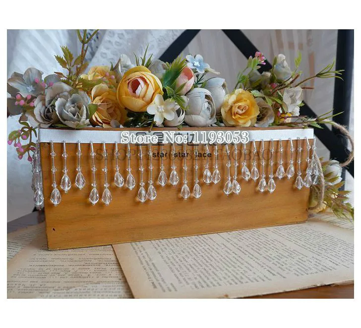 2 hof/Lot Kristall Anhänger Perlen Spitze Quaste Trimmen DIY Bühne Kleidung Hause Vorhang Hochzeit Dekorative Zubehör – Detail 5