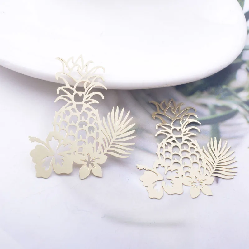 30 Stück AB6742 41*35mm Messing-Laserschnitt Hibiskus-Anhänger Ananas-Anhänger DIY Schmuck Ohrring-Herstellung – Detail 10
