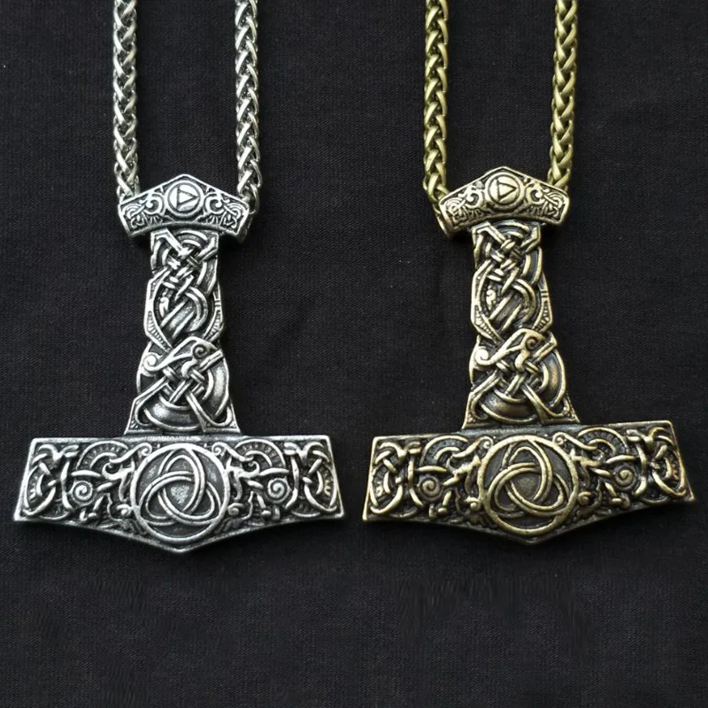 Talisman Viking Rune Necklace Men Jewelery Irish Trinity Knots Thurisaz Thor Mjolnir Hammer Amulet Rune Pendants