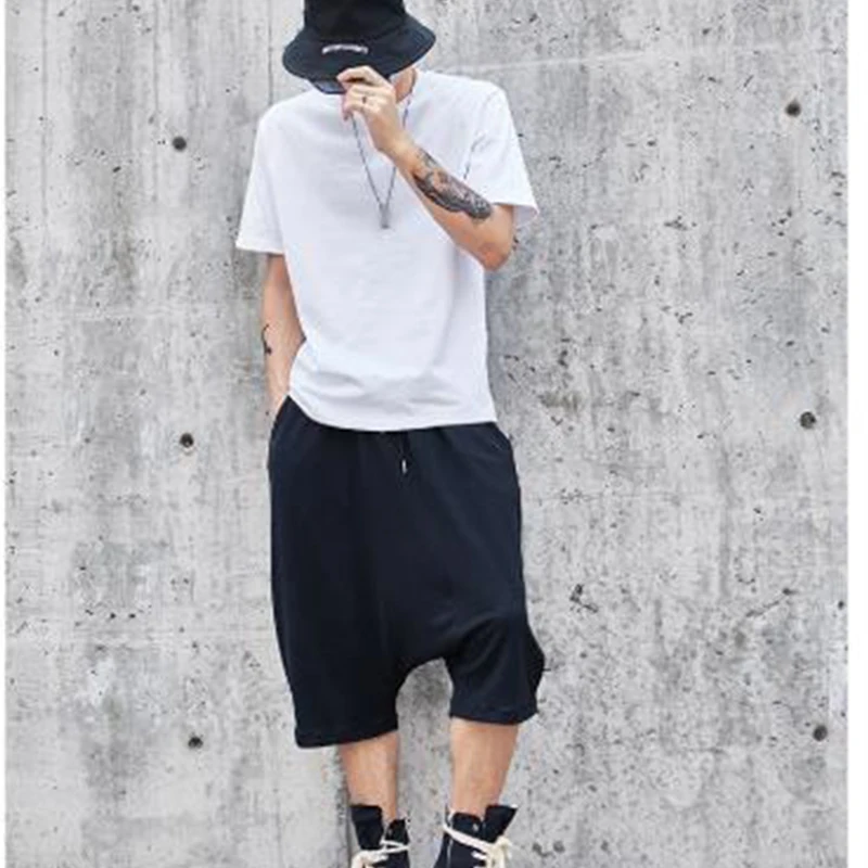 Men\'s shorts summer casual slacks seven minutes knickerbockers men\'s wide-leg pants hip hop running pants dark Yamamoto style