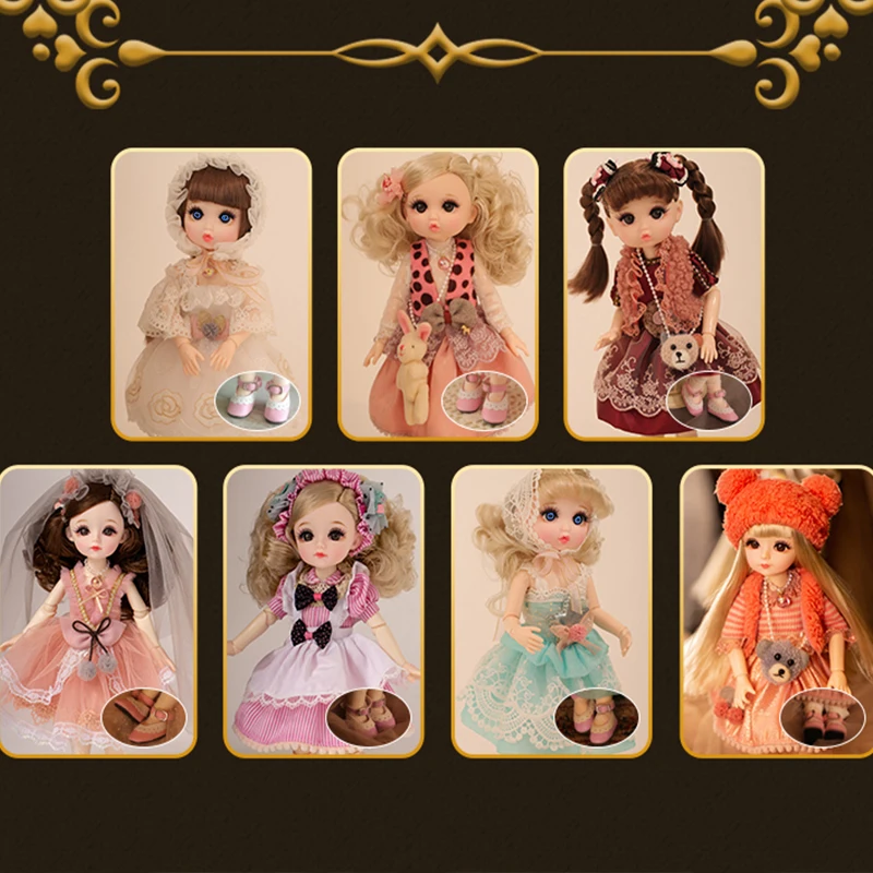 bjd doll full set 1/6 30cm 18 Movable Jointed Pouting DIY Bjd Dolls Princess Toys Round Face long Hair DIY Toy Gift for Girls