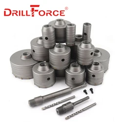 Drillforce 30-160mm Concrete Hole Saw Electric Hollow Core Cement Stone Wall Air Conditioner Masonry SDS Plus Max Hex Drill Bit
