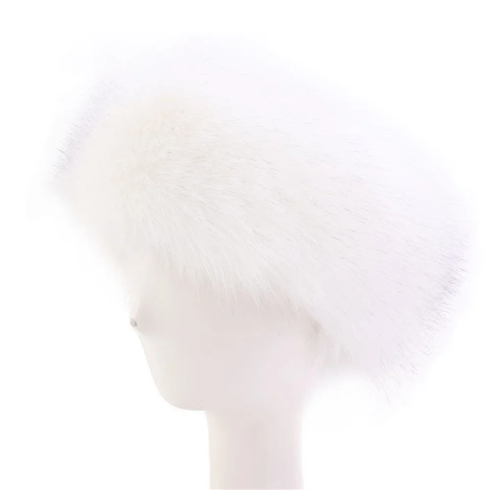 2023 zima puszyste rosyjski Faux Fur pałąk gruby Furry Hairband kobiety dziewczyna futro kapelusz zima odkryty Earwarmer czapki narciarskie moda